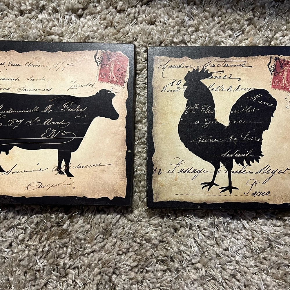 Vintage Farm Animal Wall Art Set